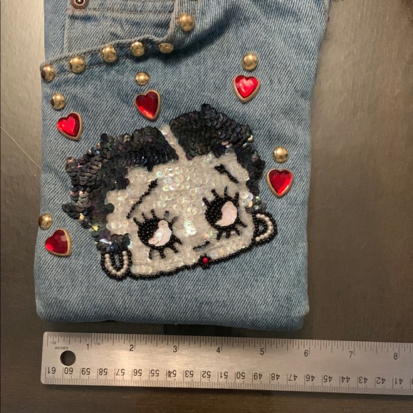 Denim Cartoon Betty Boop Embellished Crossbody Bag - Picture 7 of 16